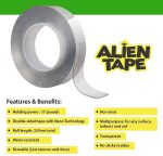 Alientape Nano Double Sided Tape, Multipurpose Removable Adhesive Transparent Grip Mounting Tape Washable Strong Sticky Heavy Duty for Carpet Photo Frame Poster Décor As Seen On TV (1 Roll) - Image 2